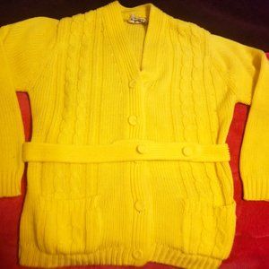Yellow cardigan “Designed for gals “sweater vintage size small